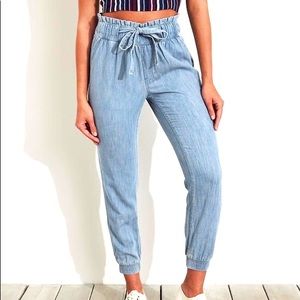 Hollister High Rise Paper Bag Denim Joggers.